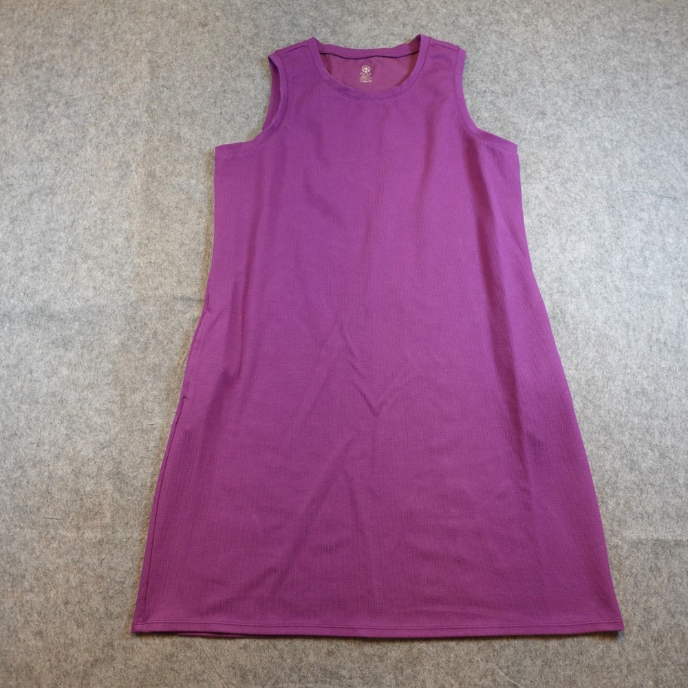 Gaiam Dress Womens XXL Purple Ribbed Sleeveless‎ Pockets Athletic Knee Length